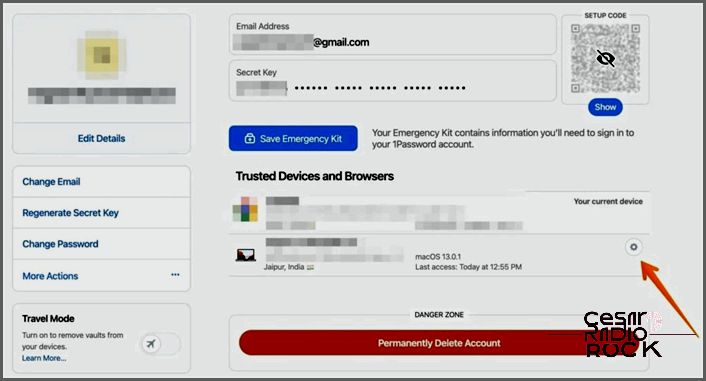Manage Trusted Devices and Browser in 1Password