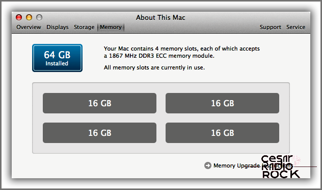 2013 Mac Pro RAM Upgrade 64GB