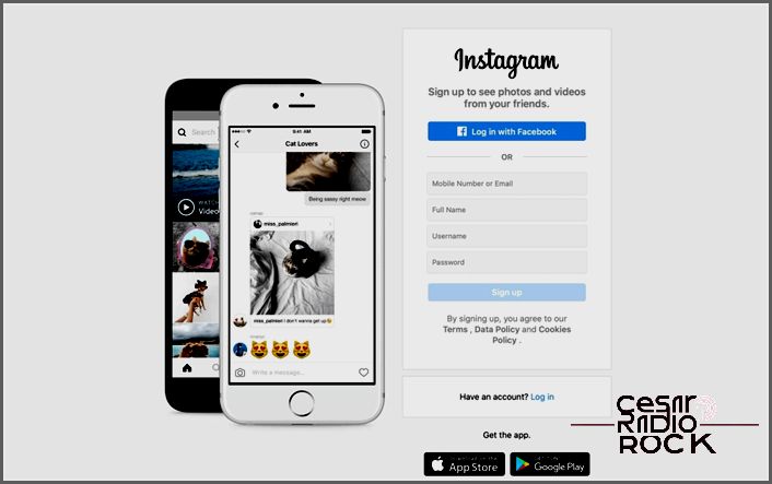 Instagram web login page