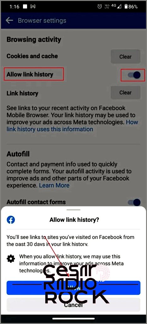 Allow Link History When Prompted