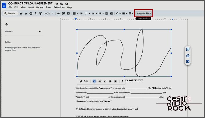 Google Doc Image Options