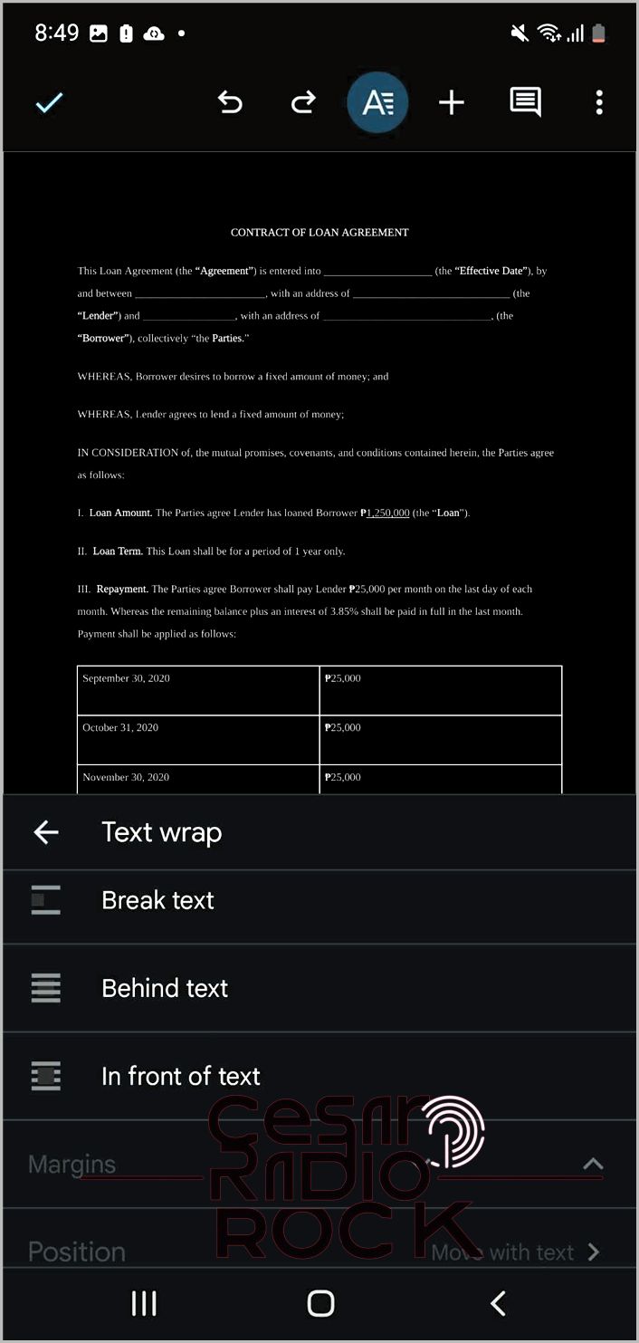 Google Docs Text Wrapping Mobile