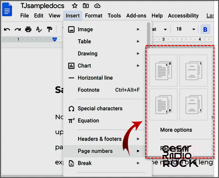 Automatically Numbering Pages in Google Docs