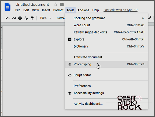 voice typing google doc