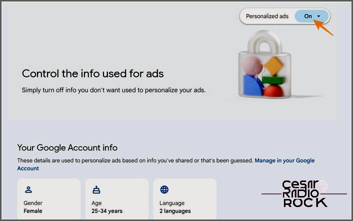 Personalized ads option