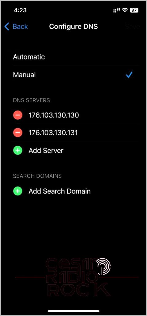Manual DNS iPhone JioCinema