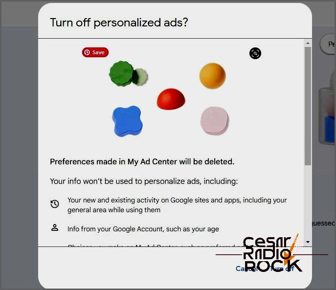 Turn off Personalized ads pop up