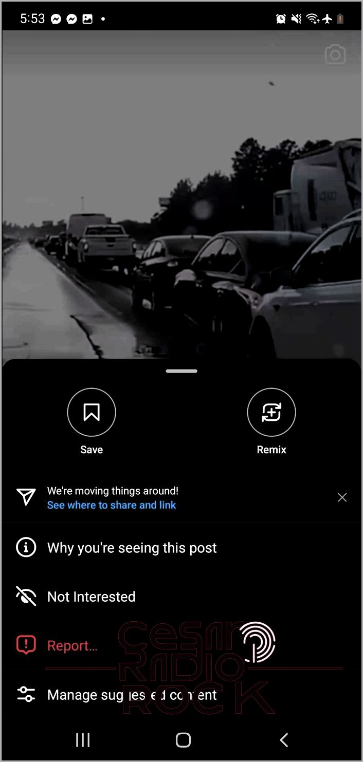 Instagram Not Interested Button