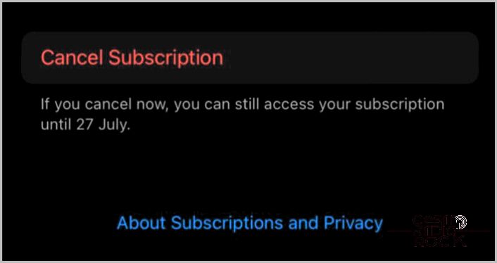 iPhone App Store Cancel Subscription button