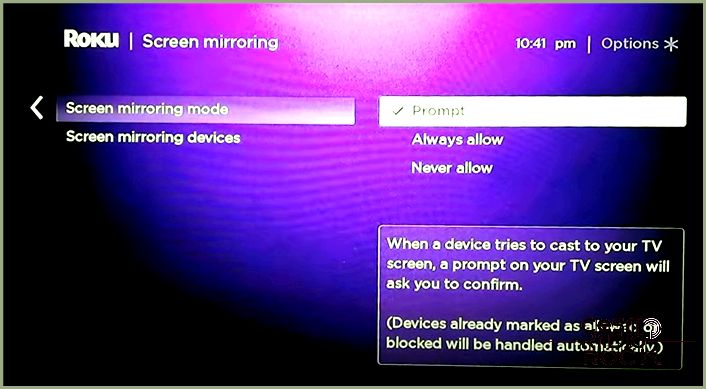 Roku TV Screen mirroring mode