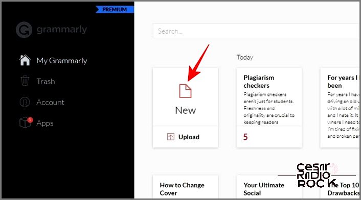 Create new document on Grammarly