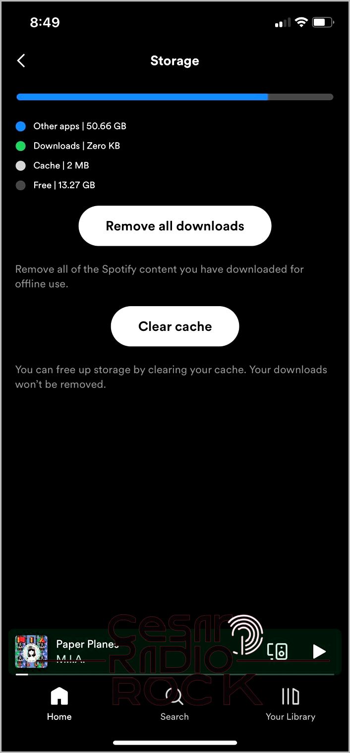 Spotify clear cache button