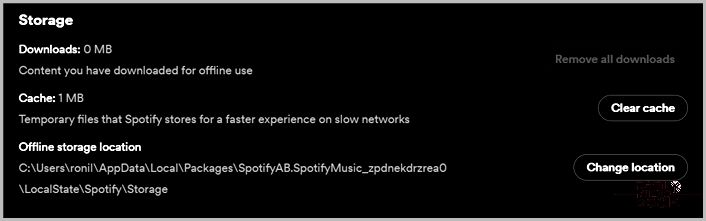 Spotify Clear cache