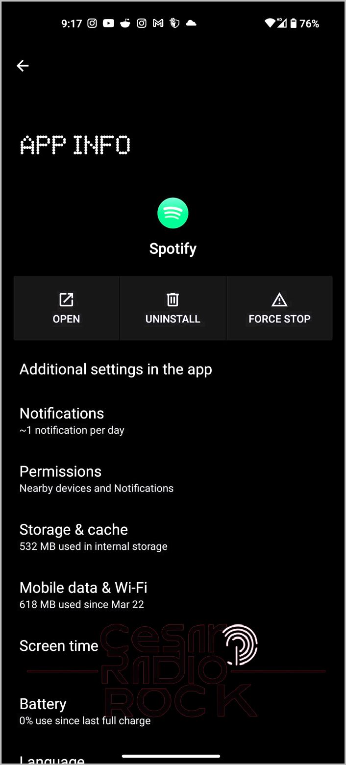 Android settings Spotify