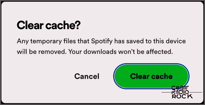 Spotify Clear Cache button Mac