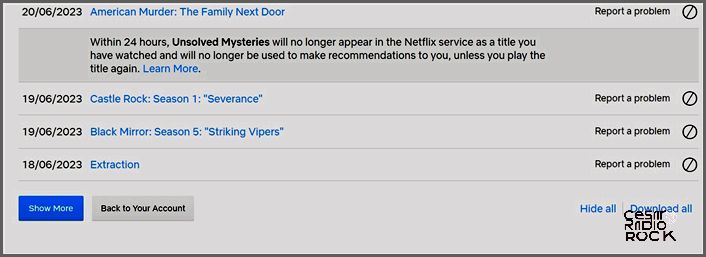 Netflix Hiding All Viewing Activity