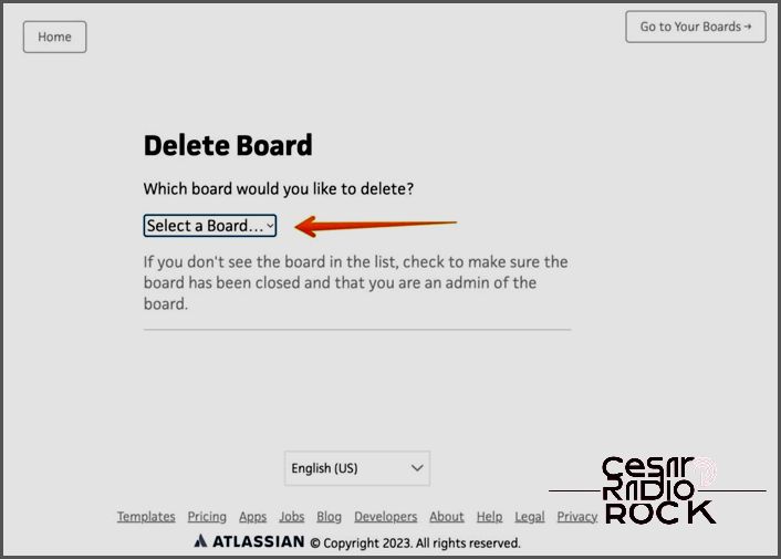 Select Board on Delete Board Tool Trello Support