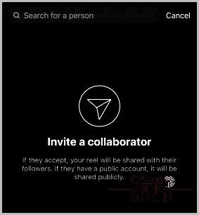 Instagram mobile app showing invite a collaborator section