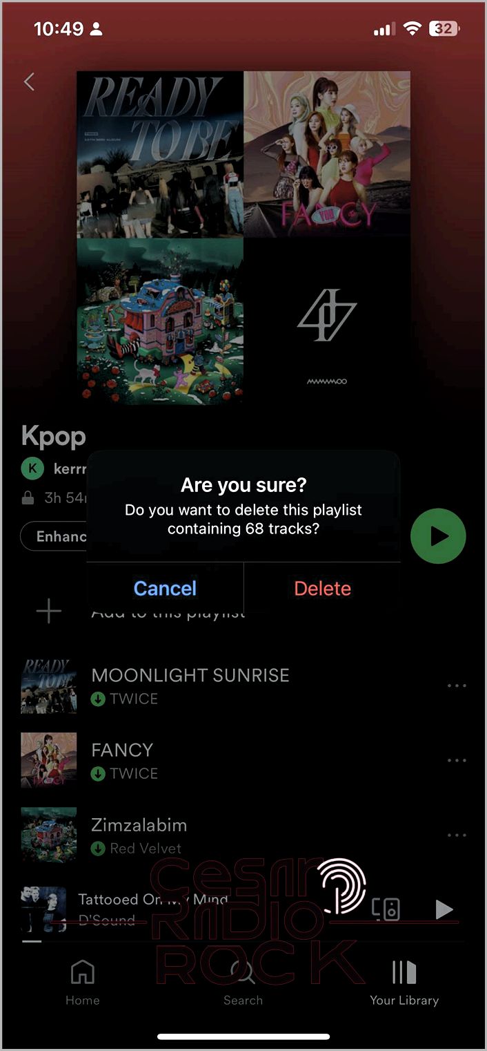 Deleting playlist in Spotify mobile