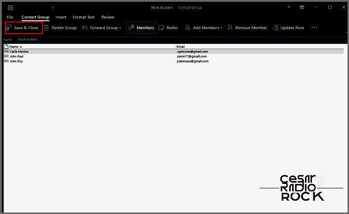 Finalizing group contact in Outlook