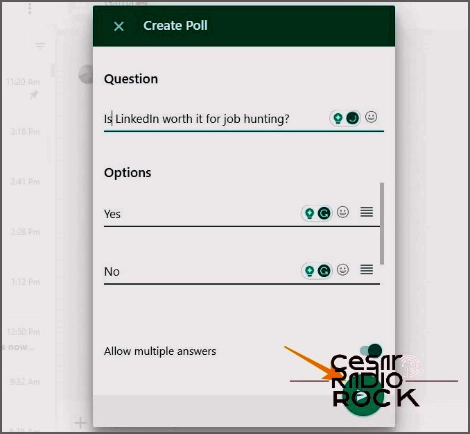 Create Poll screen in WhatsApp Web