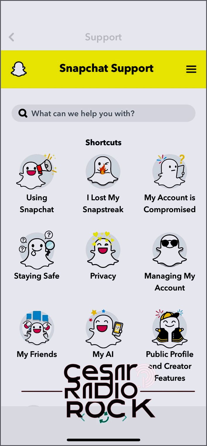 Snapchat Support Page