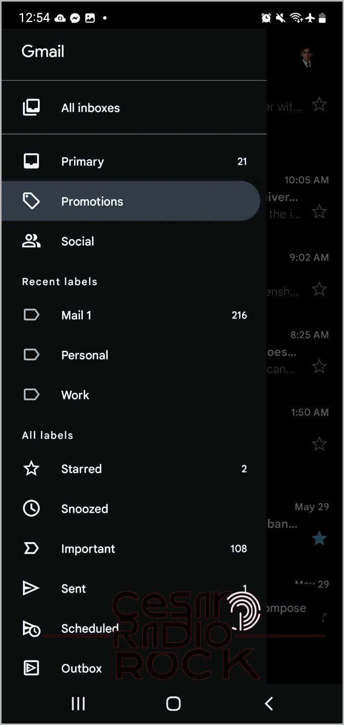 Promotions tab on the Gmail app