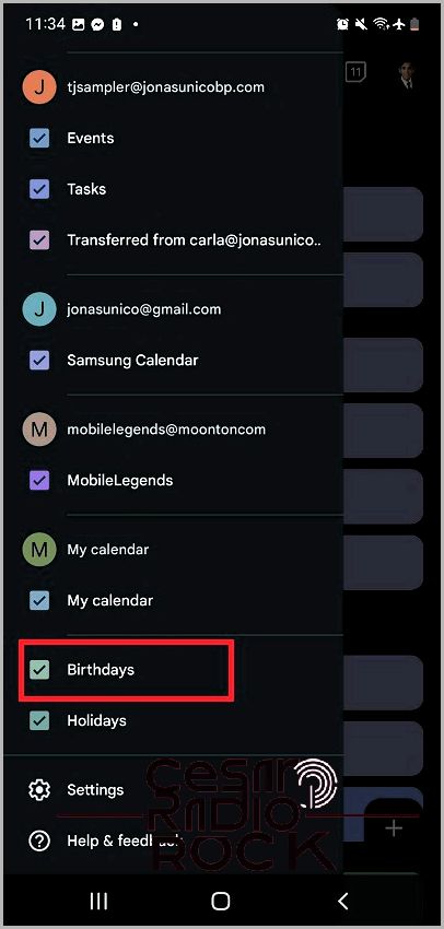 Hiding Birthdays in Google Calendar on phone