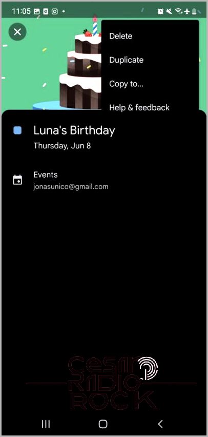 Deleting birthday on Google Calendar app