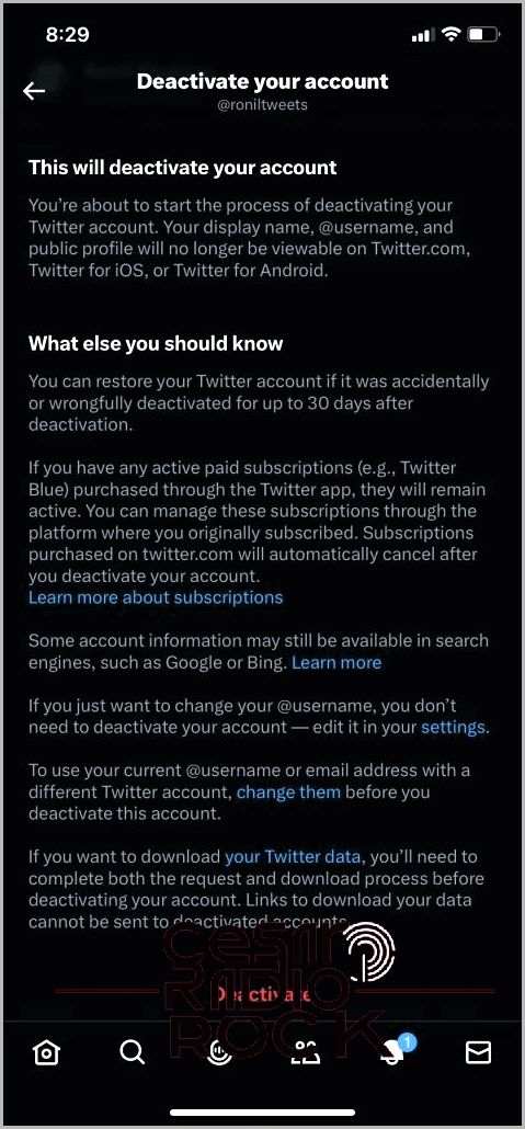 Twitter Deactivate account option