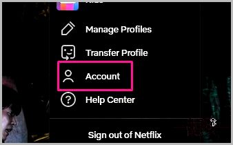Netflix account button on website