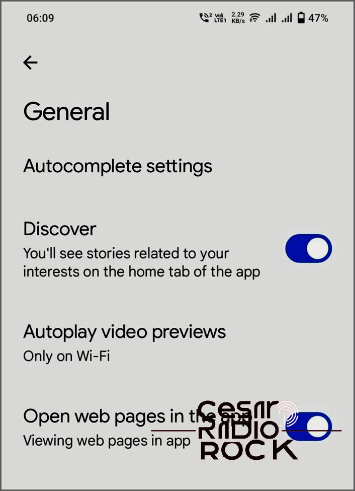 Autocomplete Settings Google App