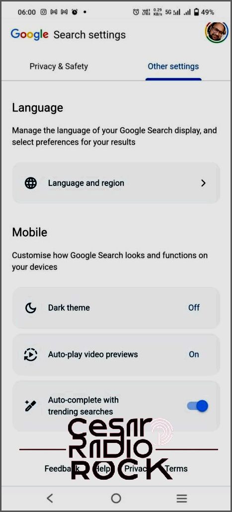 Open Search Settings Chrome