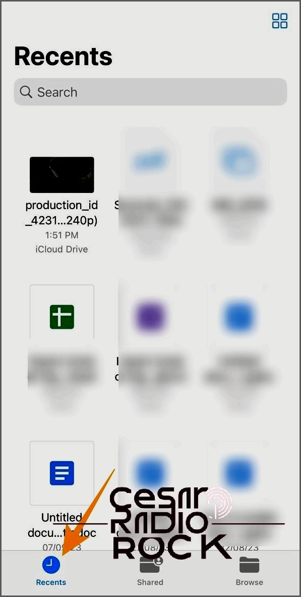 Recents in Files app on iPhone