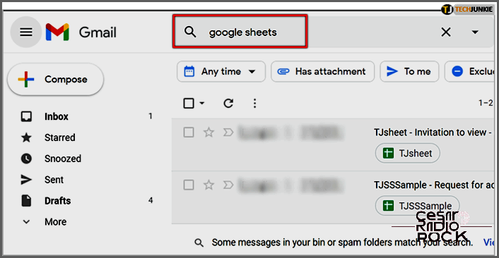 Discovering Google Sheets in Gmail