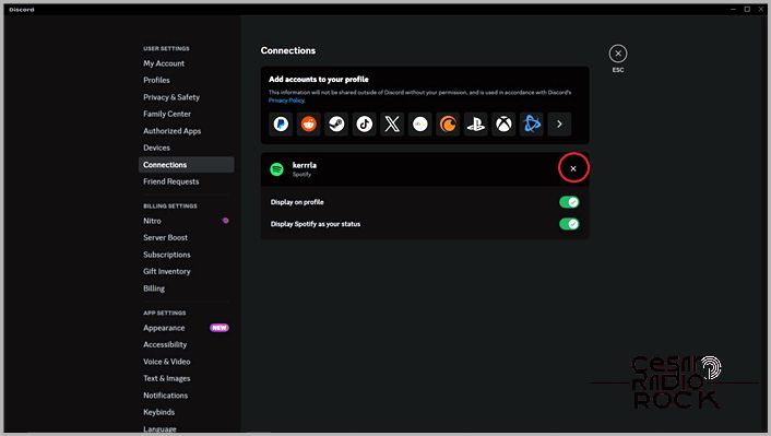Disconnecting Spotify account on Discord