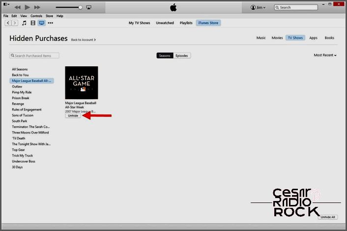 itunes unhide purchase