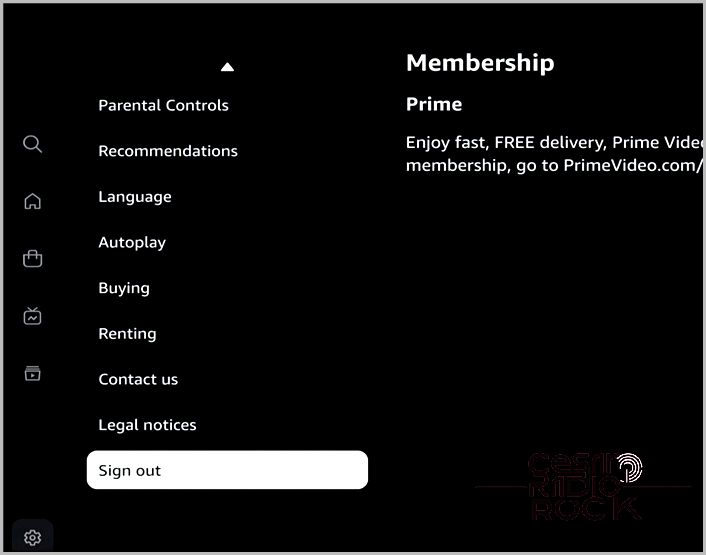 Amazon Prime Video Sign out option