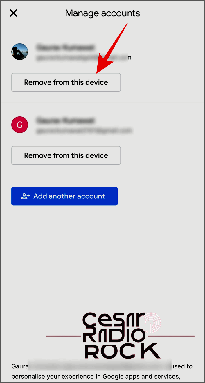 Remove Google account on iPhone