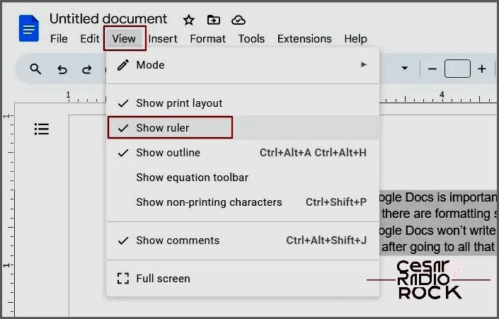 Show Ruler For the Google Docs