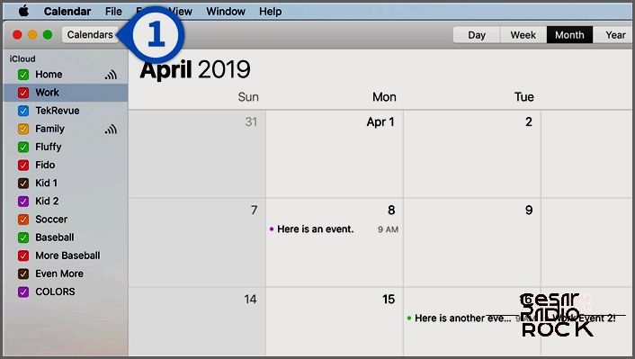 mac calendars button